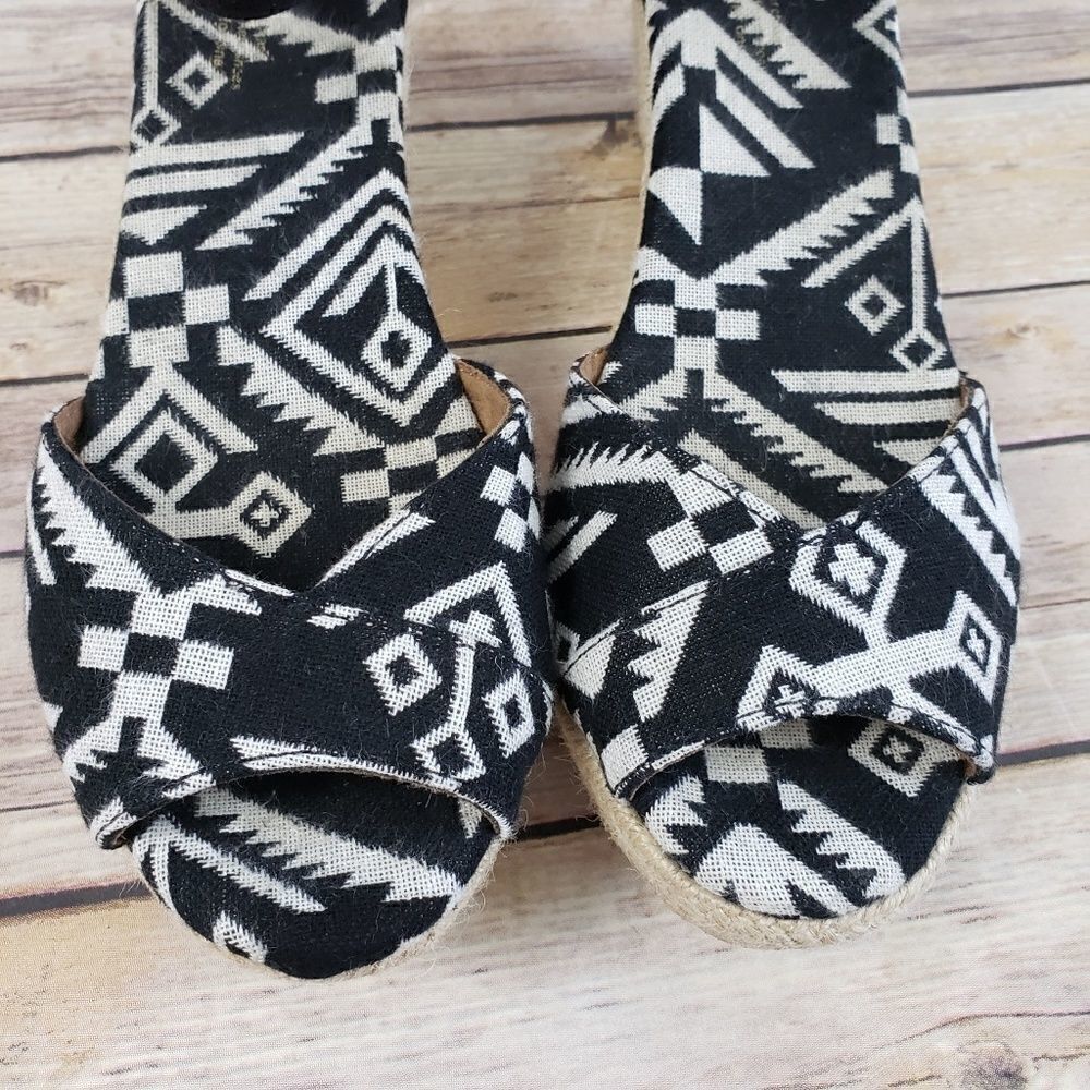 Toms wedge heels black and white geometric hemp - Picture 2 of 7